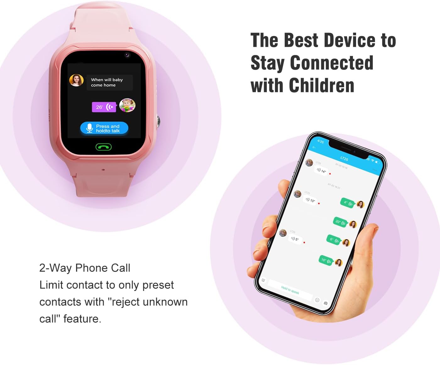4G Kids Smart Watch - Boys Girls GPS Tracker Kids Smartwatches Phone Watch Video Call SOS Alarm Voice Chat and Touch Screen Game Real Time Tracking Smartwatch for Age 3-12 (Pink)