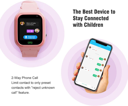 4G Kids Smart Watch - Boys Girls GPS Tracker Kids Smartwatches Phone Watch Video Call SOS Alarm Voice Chat and Touch Screen Game Real Time Tracking Smartwatch for Age 3-12 (Pink)