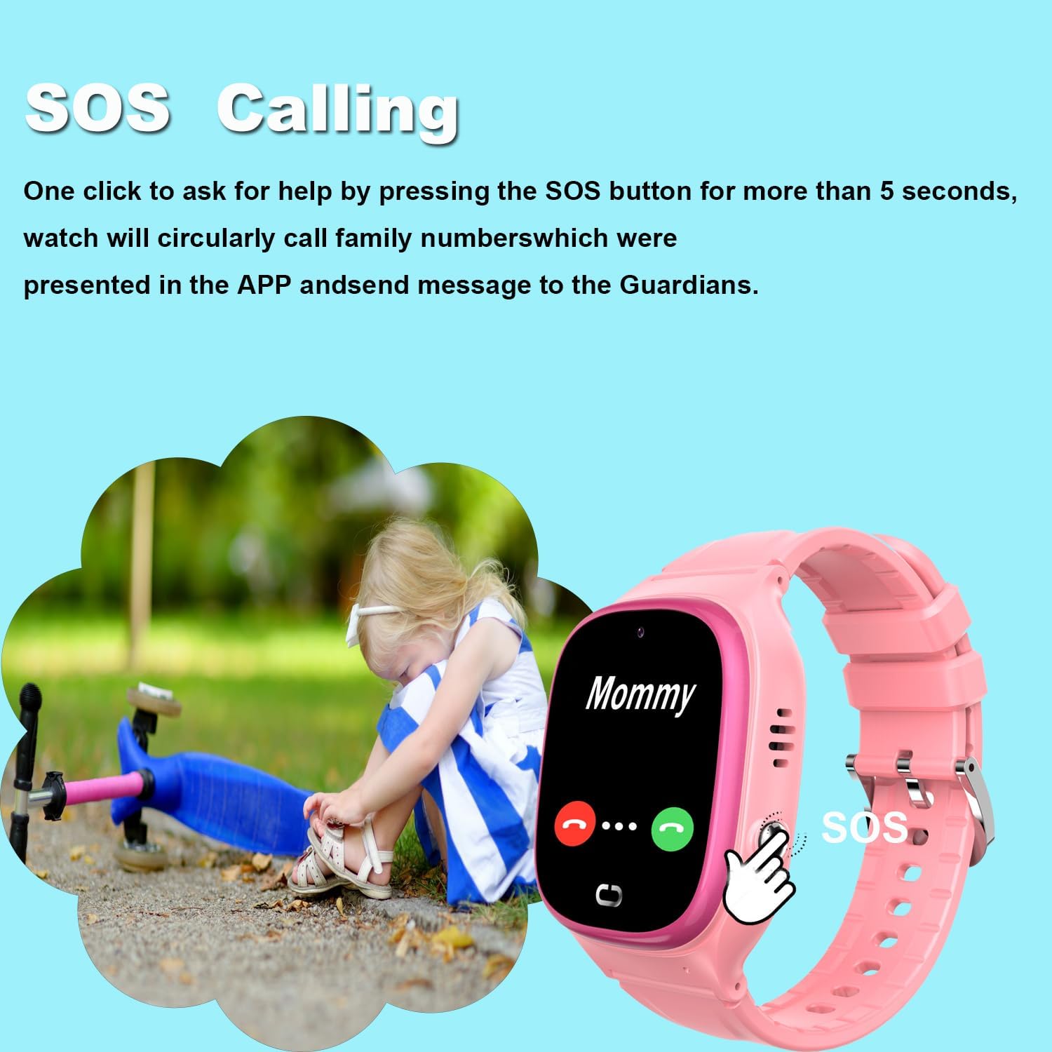 Kids Smart Watch LBS Tracker - Boys Girls Smartwatches for 3-12 Year Old with SOS Camera Alarm Call Camera Class Non Disturb 12 Time Format 1.44'' Touch Screen SOS Electronic Toy Birthday Gifts (Pink)