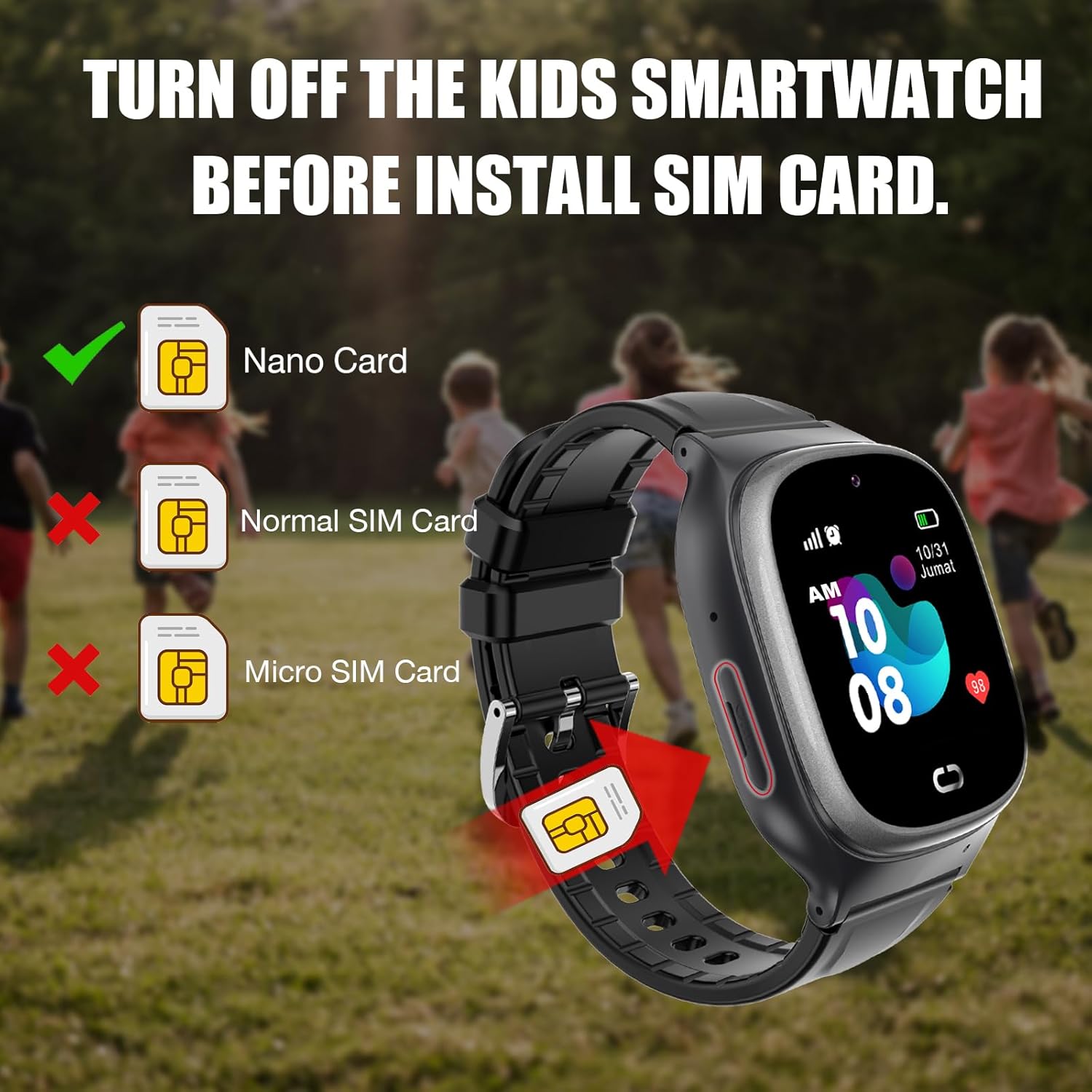 Kids Smart Watch with GPS Tracker,Waterproof Smartwatch for Kid with Voice Chat Call Pedometer SOS Camera Alarm Clock 12hrs Time HD Touch Screen Birthday Gifts for 3-12 Years Girls Boys (Black)