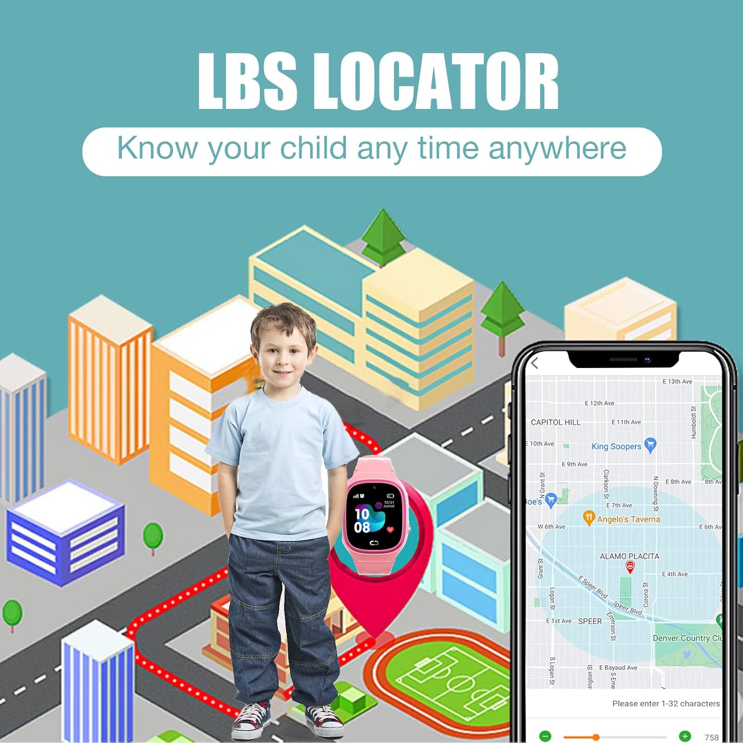 Kids Smart Watch LBS Tracker - Boys Girls Smartwatches for 3-12 Year Old with SOS Camera Alarm Call Camera Class Non Disturb 12 Time Format 1.44'' Touch Screen SOS Electronic Toy Birthday Gifts (Pink)